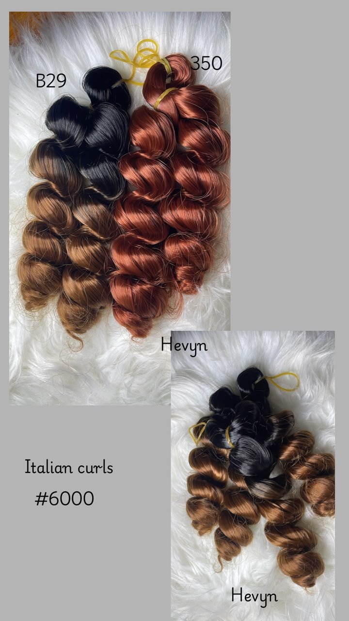 Italian Curls extension product photograph showing B29 Black/Brown and 350 Copper
